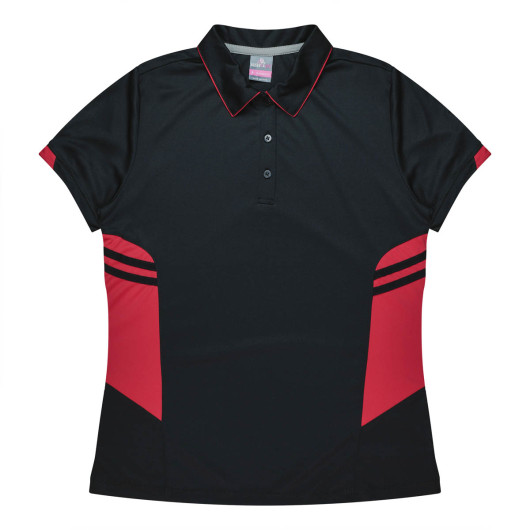 Bellevue Womens Polos Black Red